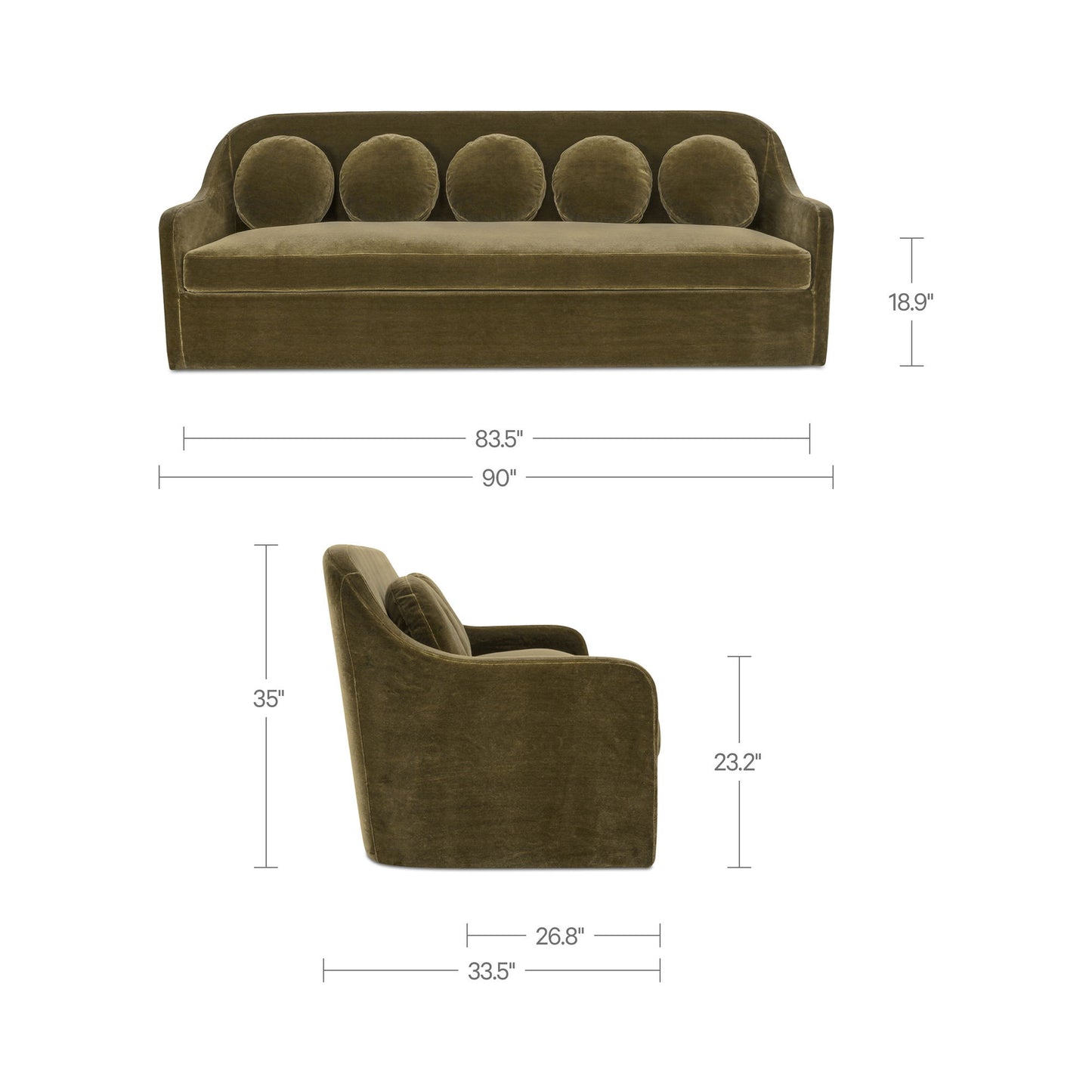 Rialto - Faux Mohair Sofa - Dark Green
