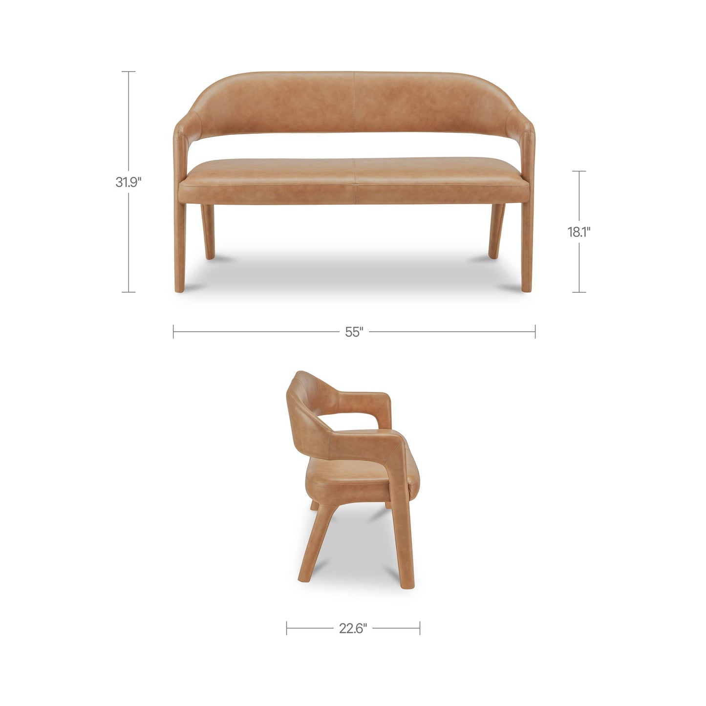 Martens - Dining Bench Leather - Tan