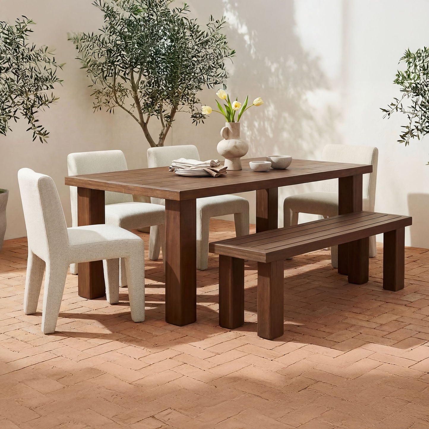 Marina - Outdoor Ceramic Dining Table - Dark Brown