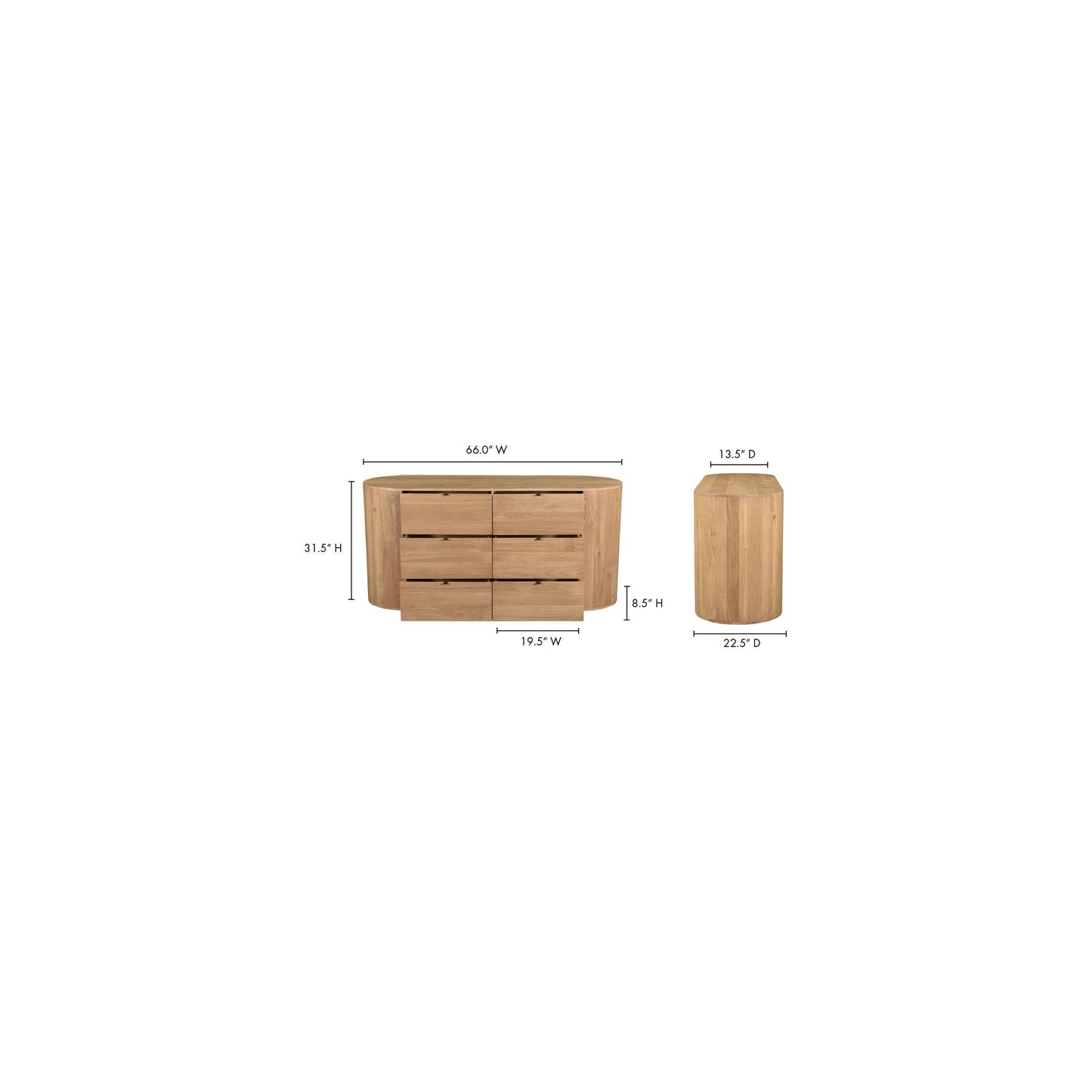Theo - 6 Drawer Dresser - Light Brown