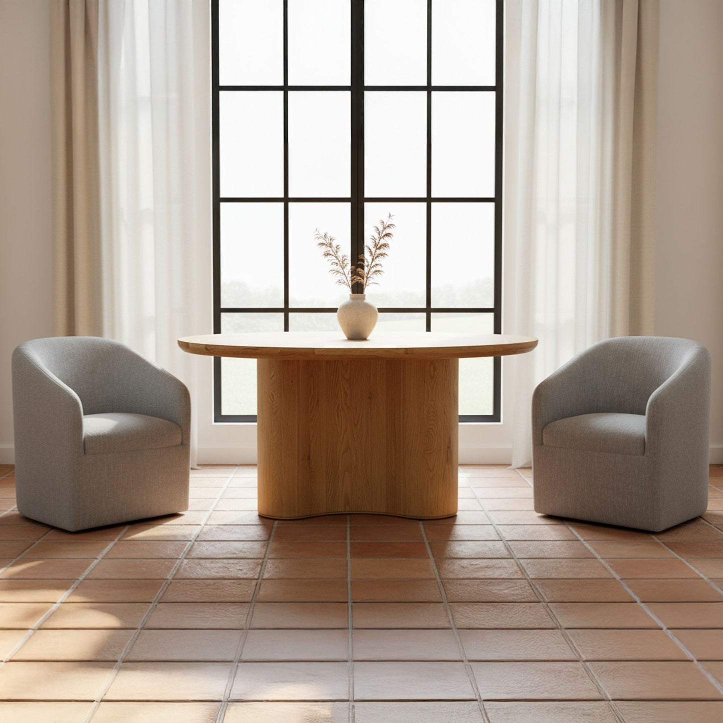 Sandy - Fabric Rolling Dining Chair - Gray