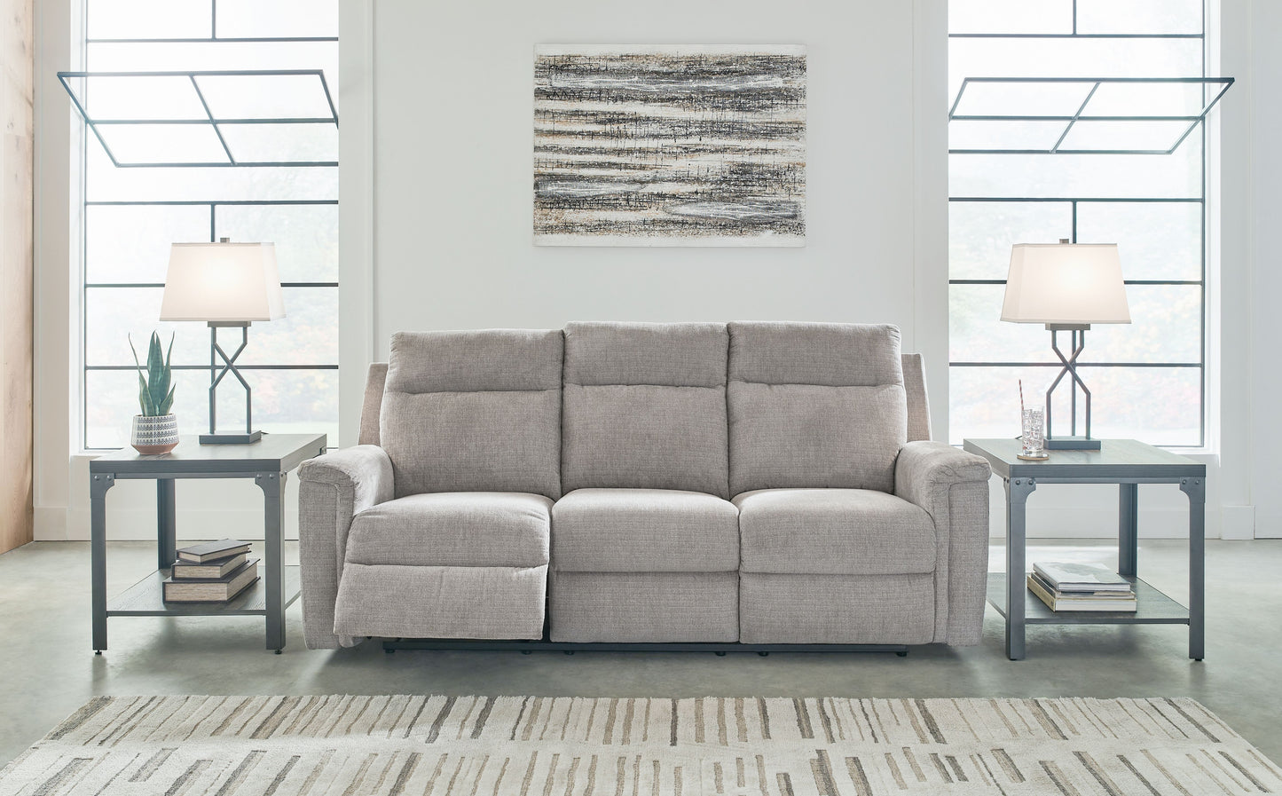 Barnsana - Ash - Power Reclining Sofa - Fabric