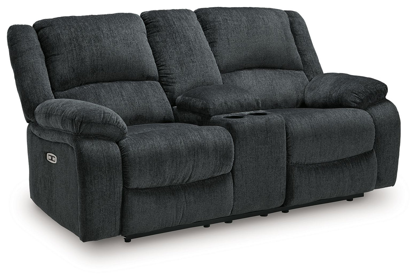 Draycoll - Dbl Reclining Power Loveseat W/Console - Fabric - Slate