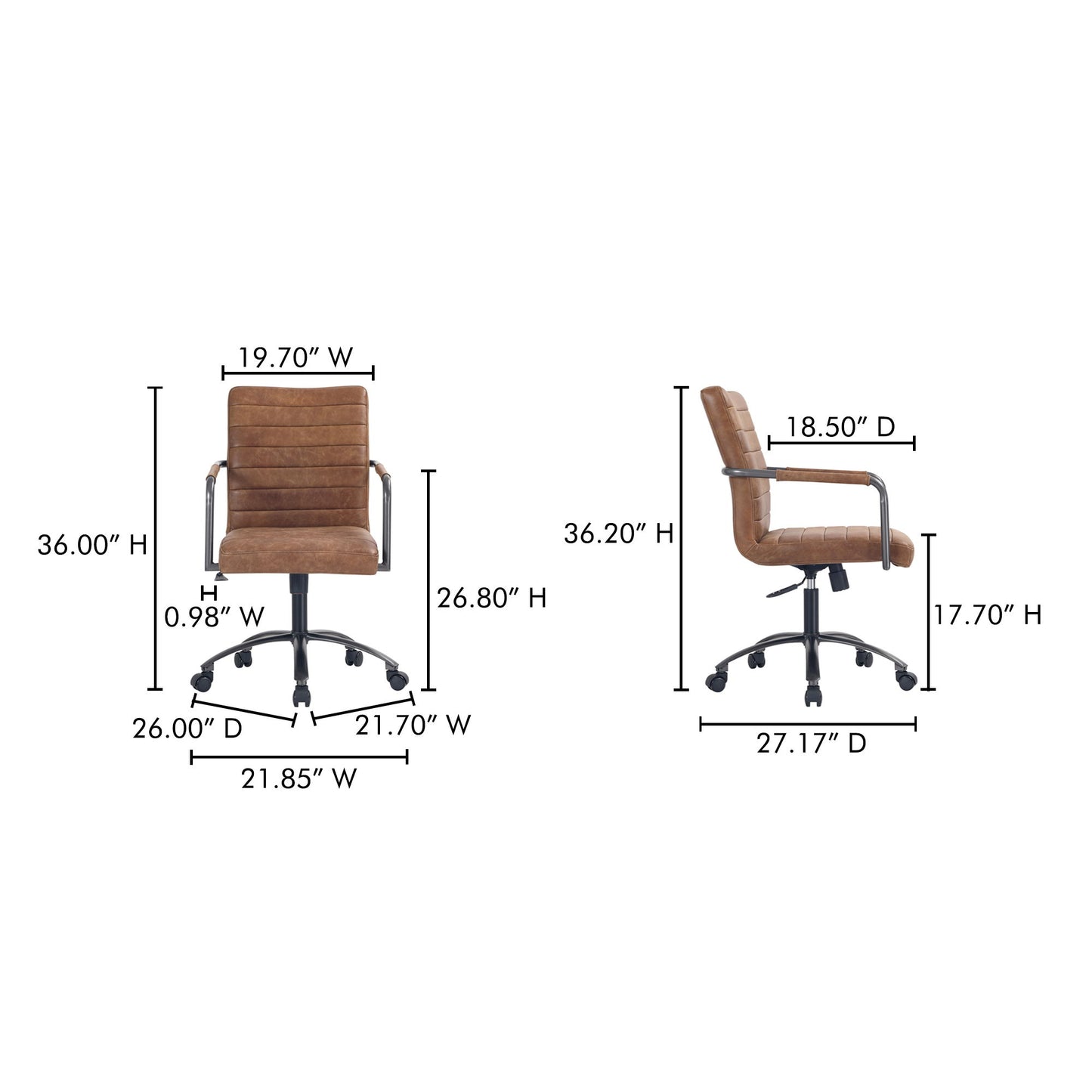 Roy - Open Road Leather Office Chair - Brown