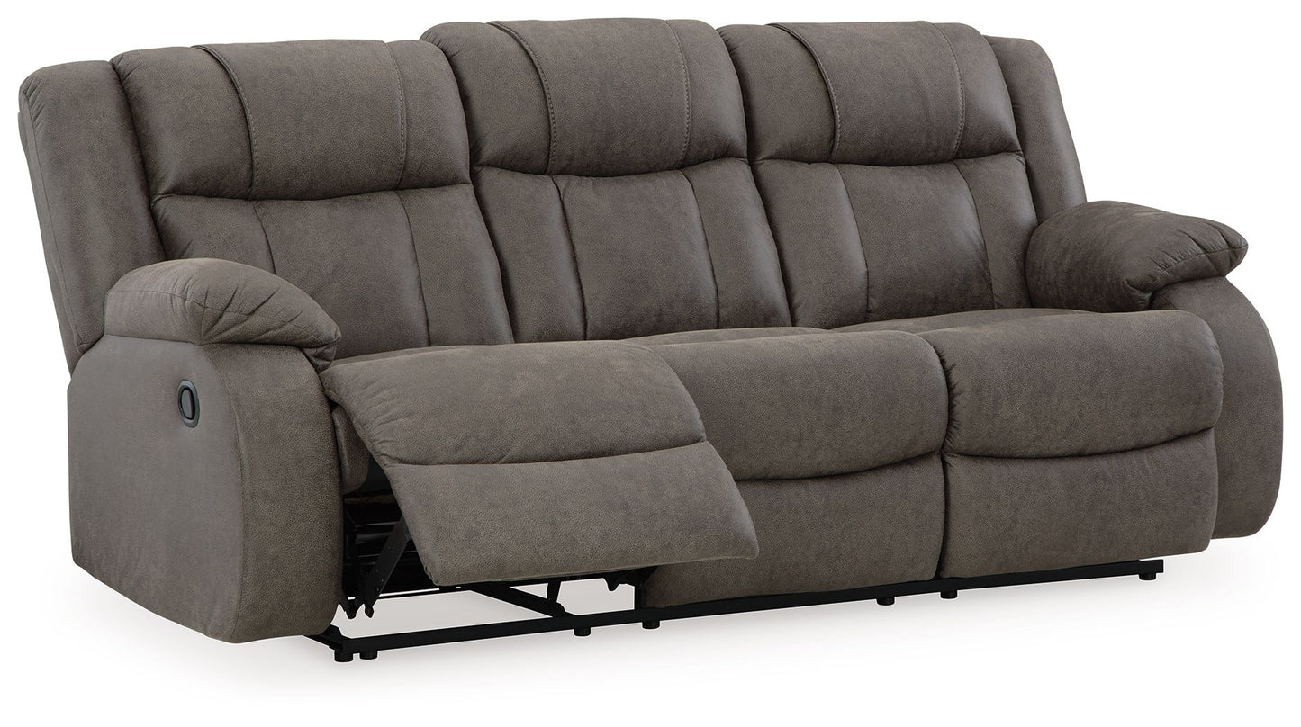 First Base - Gunmetal - Reclining Sofa - Faux Leather