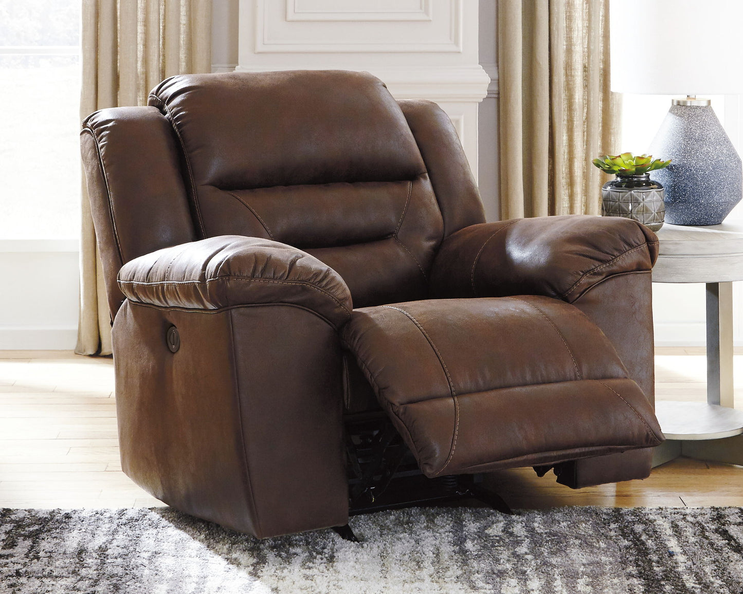 Stoneland - Power Rocker Recliner - Faux Leather - Chocolate