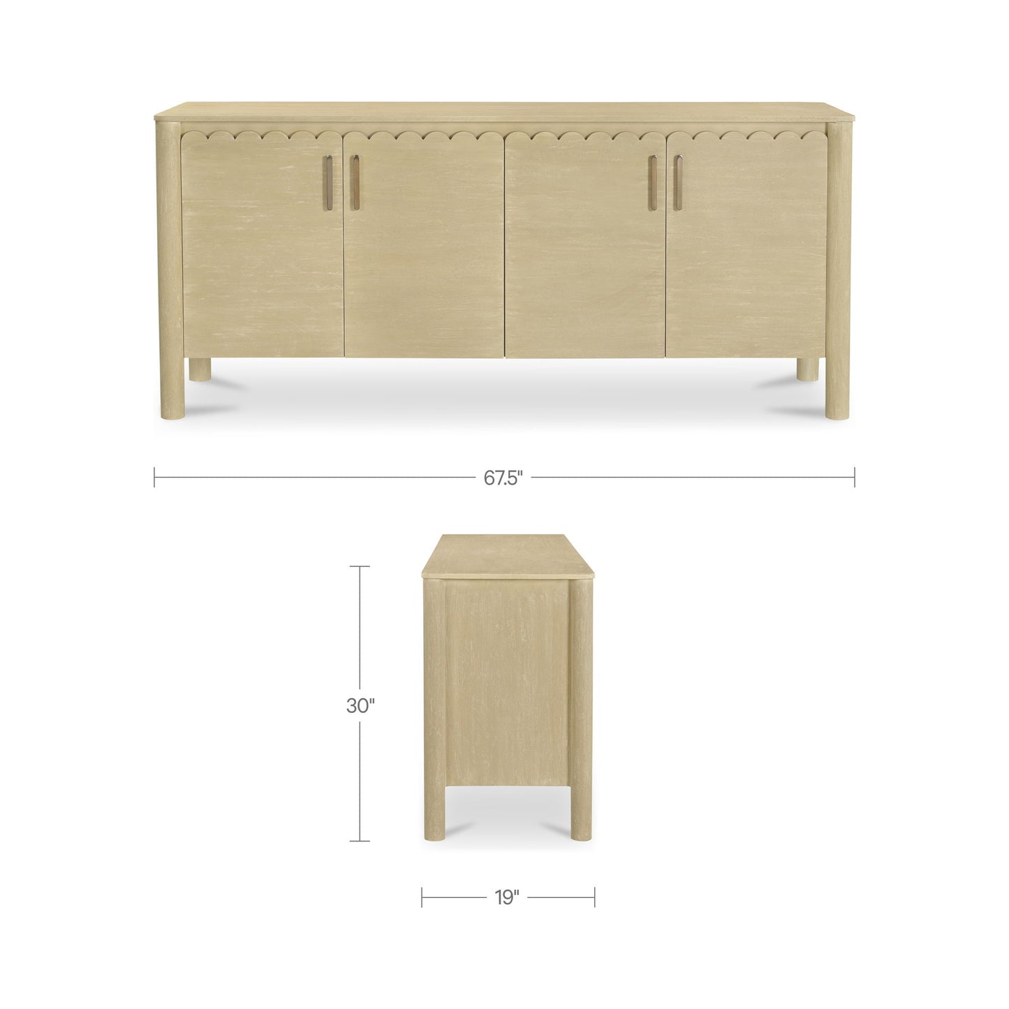 Wiley - 4 Door Sideboard - Natural