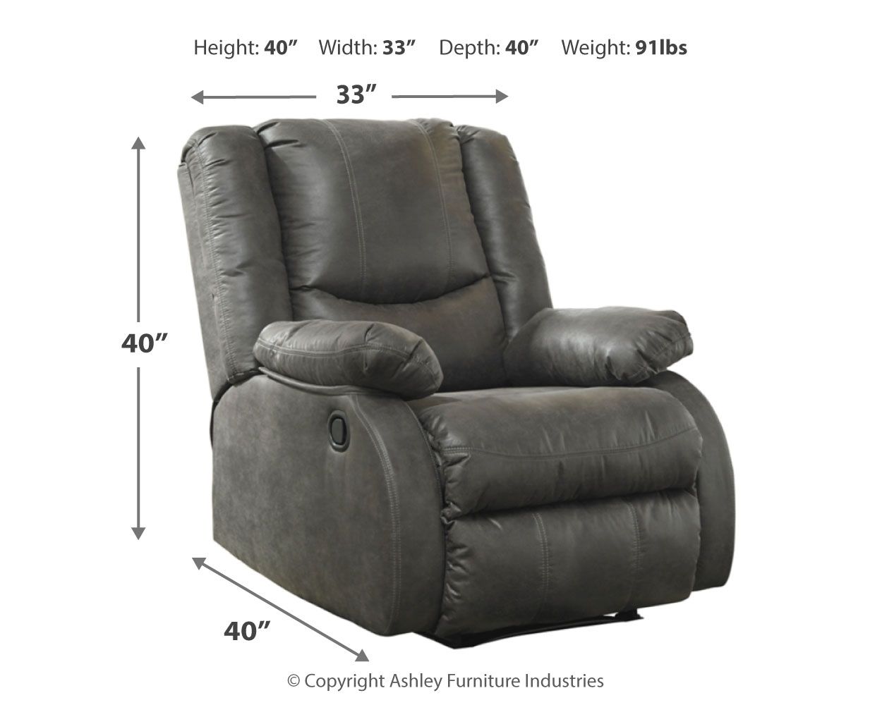 Bladewood - Slate - Zero Wall Recliner - Faux Leather