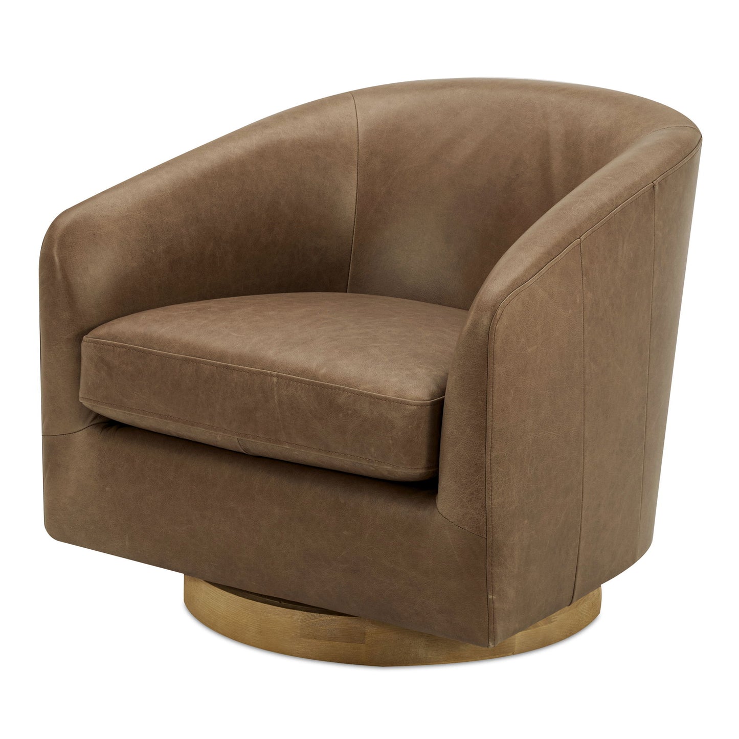 Oscy - Leather Swivel Chair - Brown