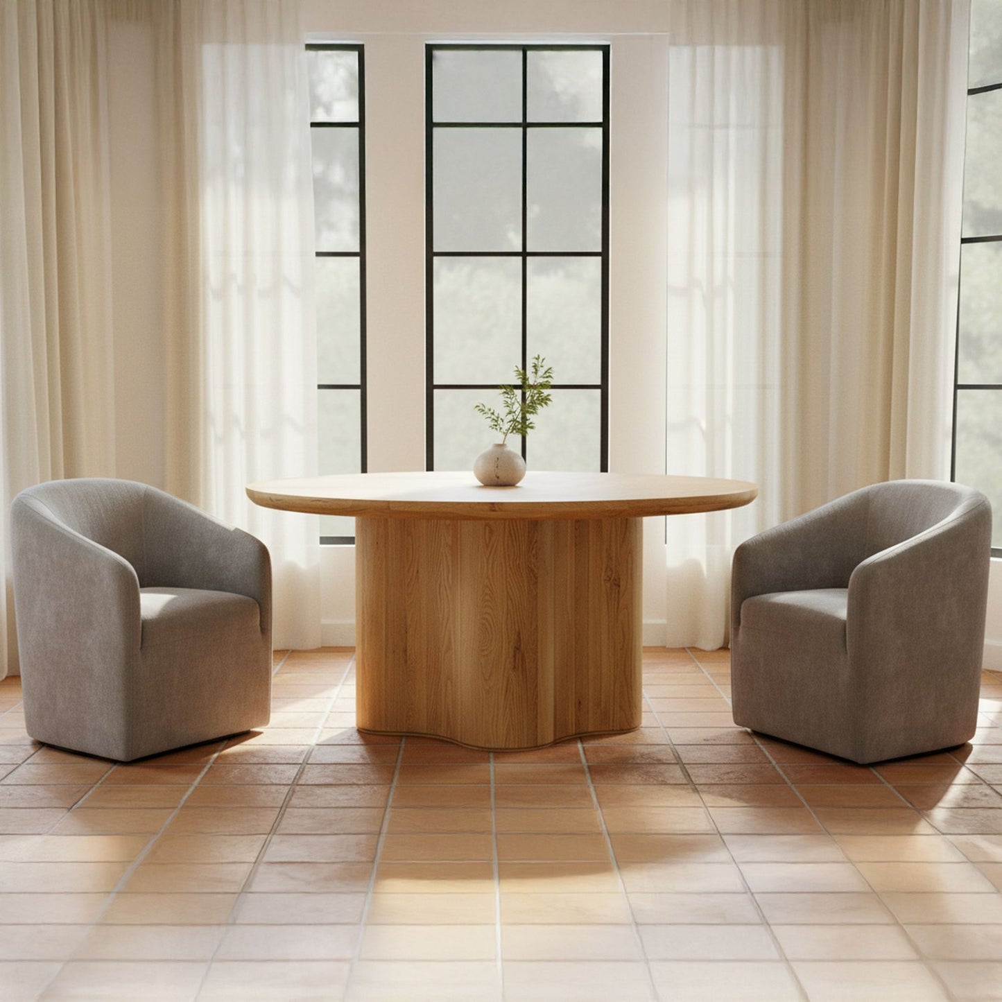 Sandy - Rolling Dining Chair - Taupe / Tan