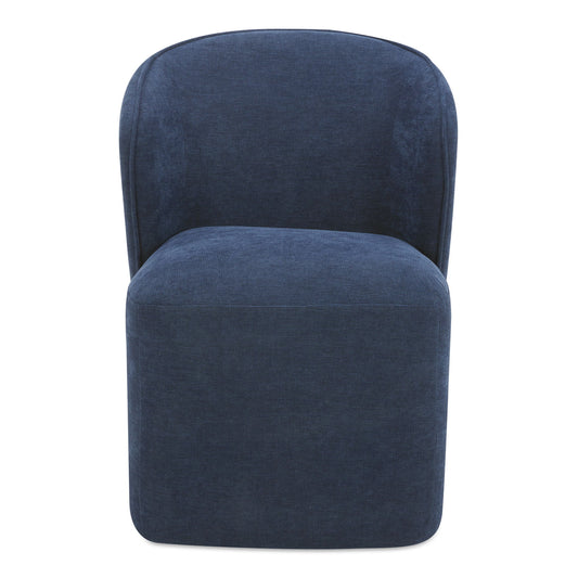 Larson - Fabric Rolling Dining Chair - Navy Blue