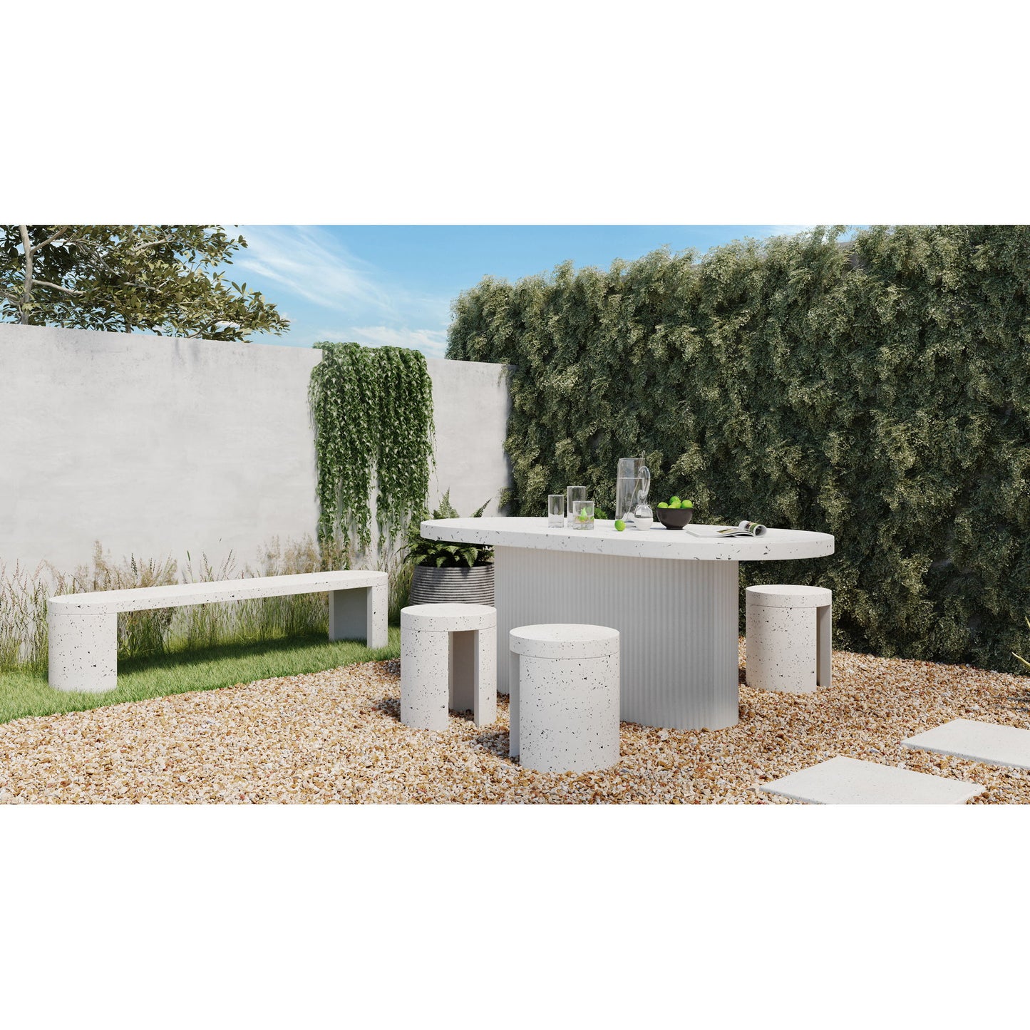 Lyon - Outdoor Cement Dining Table - Pearl Silver