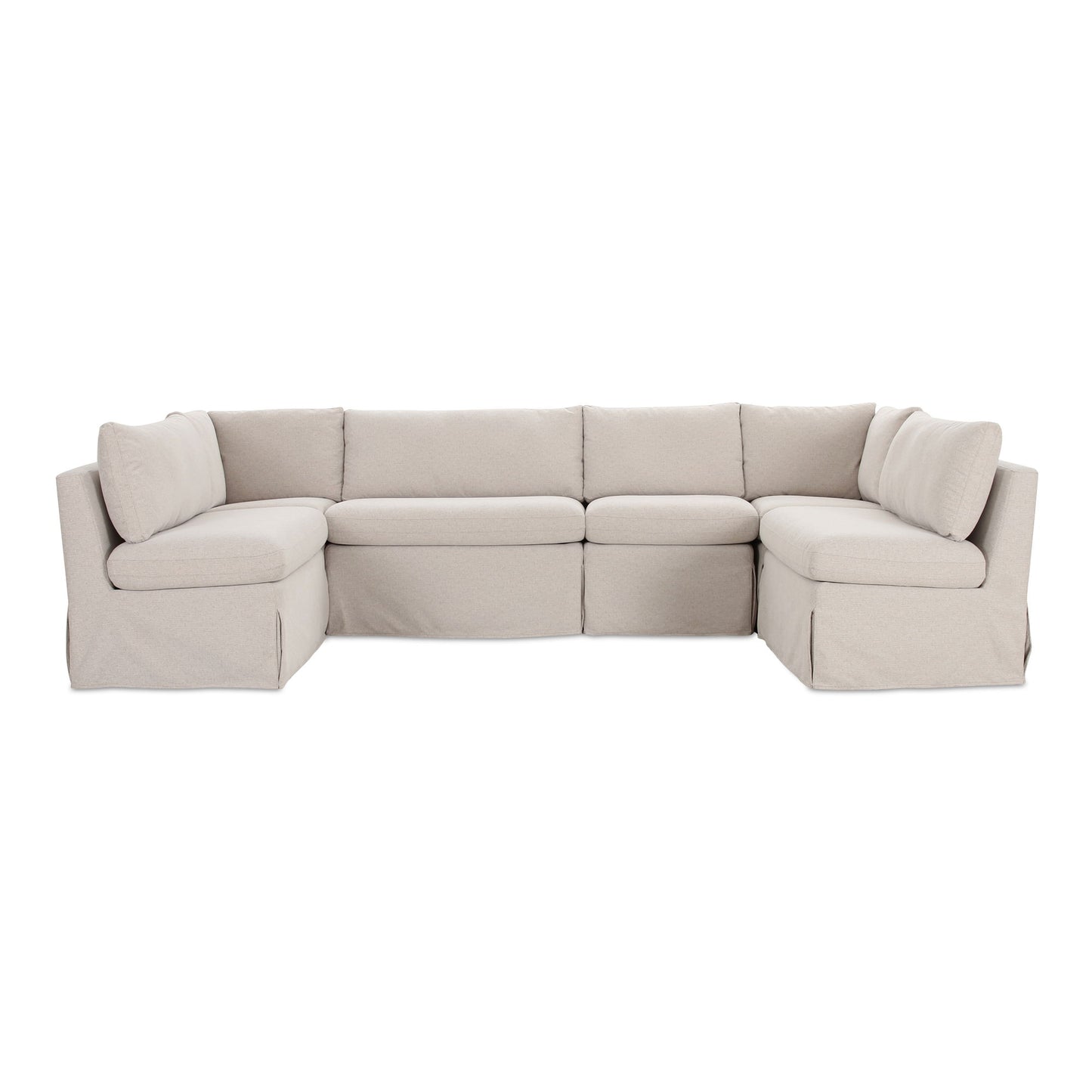 Fable - 6 Piece Slipcover Dining Banquette U-Shape - Beige