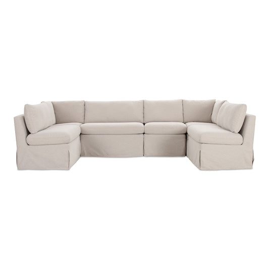 Fable - 6 Piece Slipcover Dining Banquette U-Shape - Beige