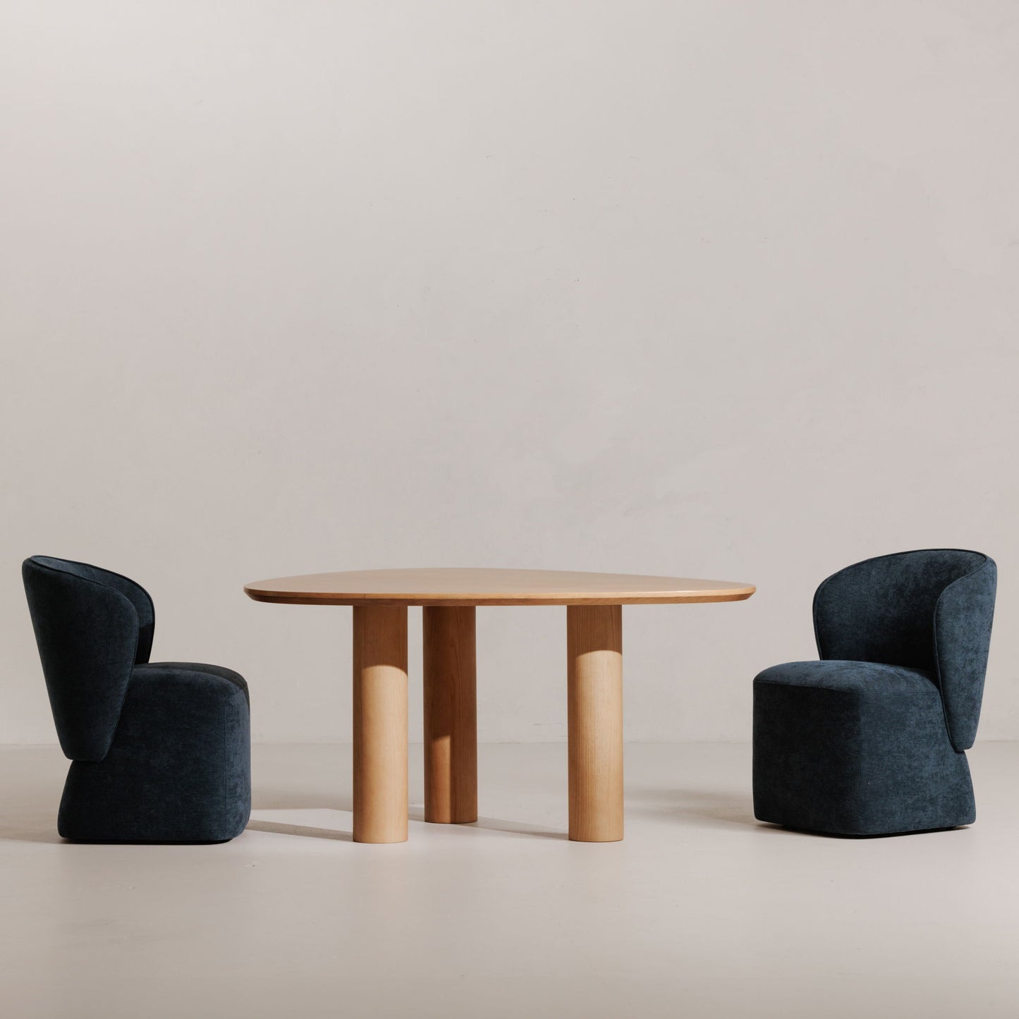 Larson - Fabric Rolling Dining Chair - Navy Blue