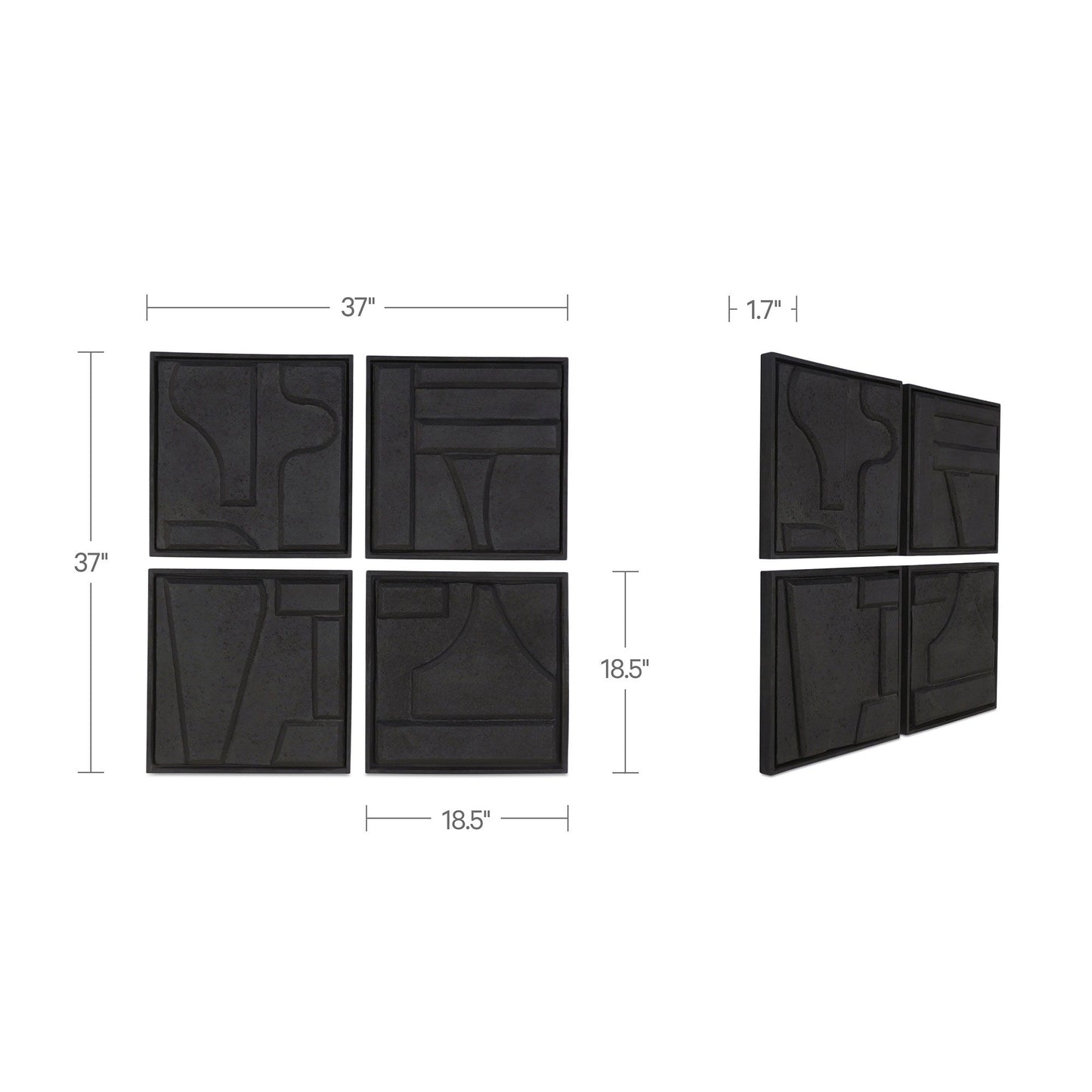 Alva - Wall Sculpture (Set of 4) - Black