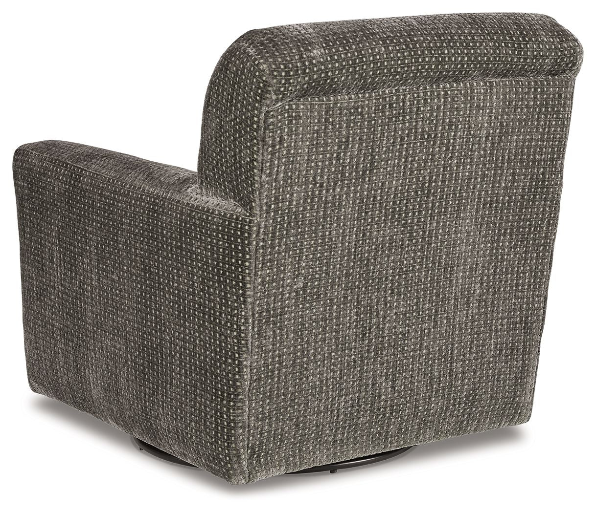 Herstow - Charcoal - Swivel Glider Accent Chair - Fabric