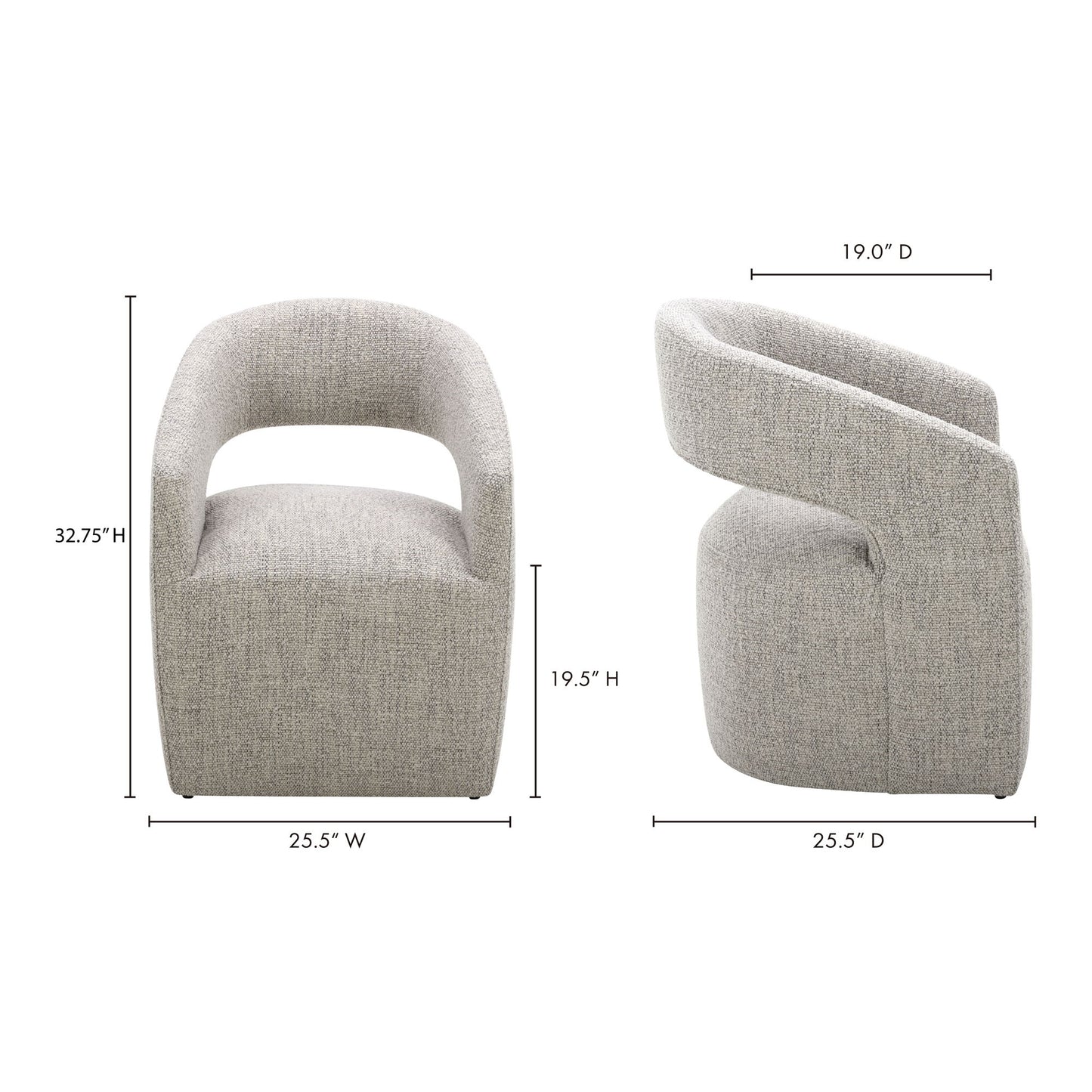 Barrow - Rolling Dining Room Chair - Gray Storm
