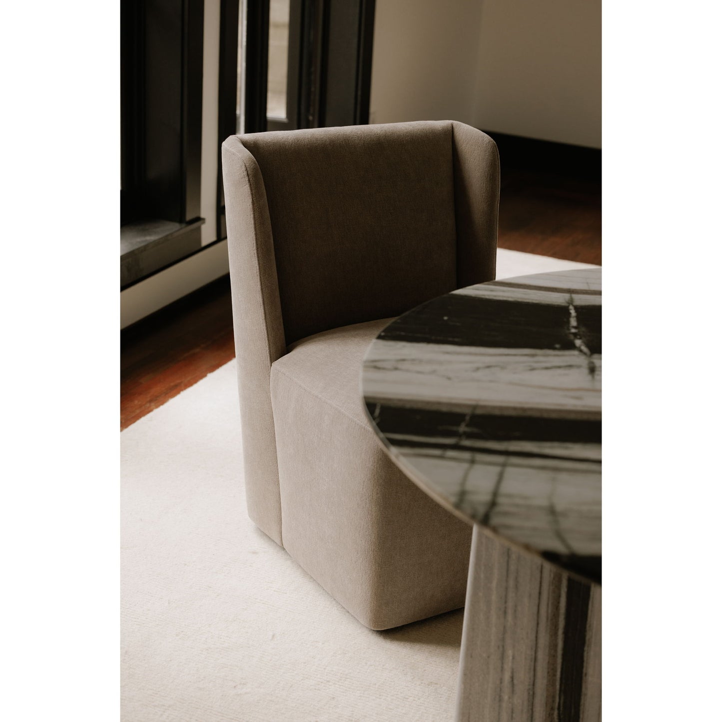 Cormac - Rolling Dining Chair - Warm Sand / Gray