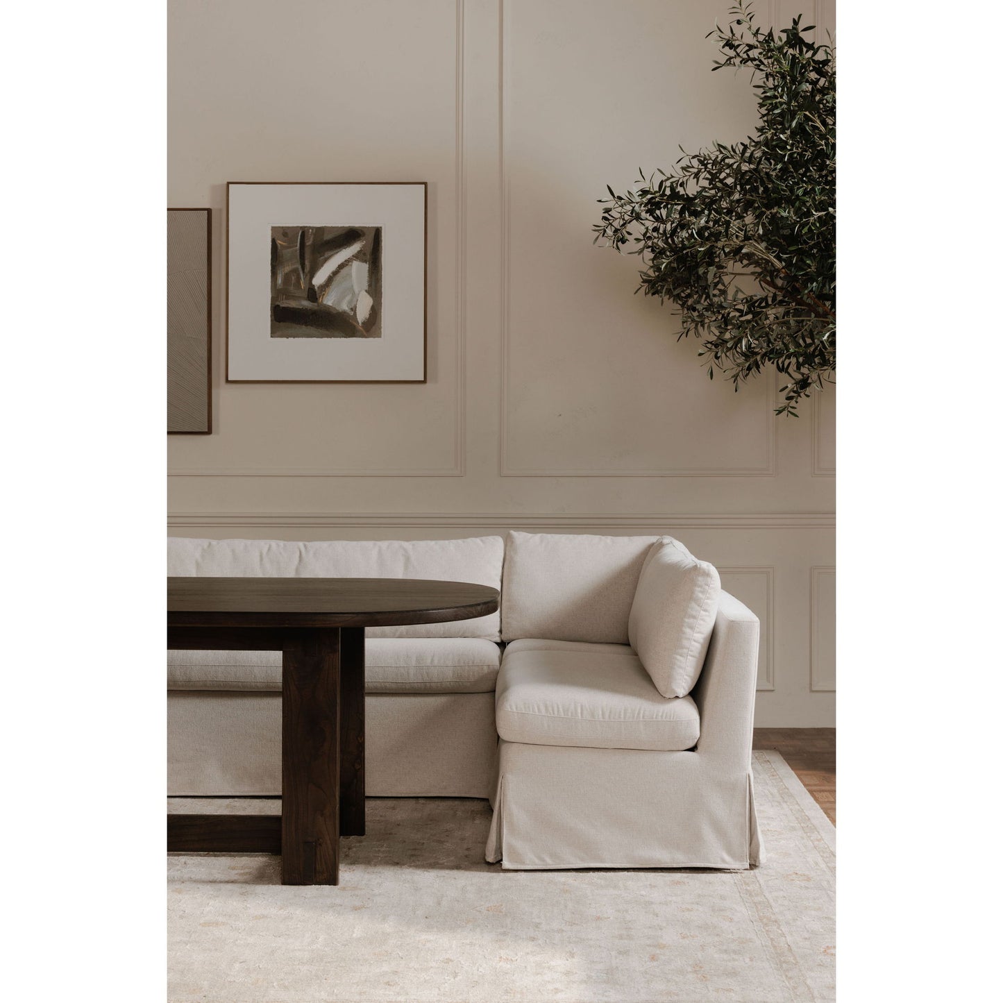 Fable - 5 Piece Slipcover Dining Banquette U-Shape - Beige