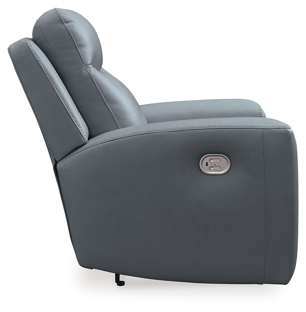 Mindanao - Steel - Pwr Recliner/Adj Headrest - Leather Match