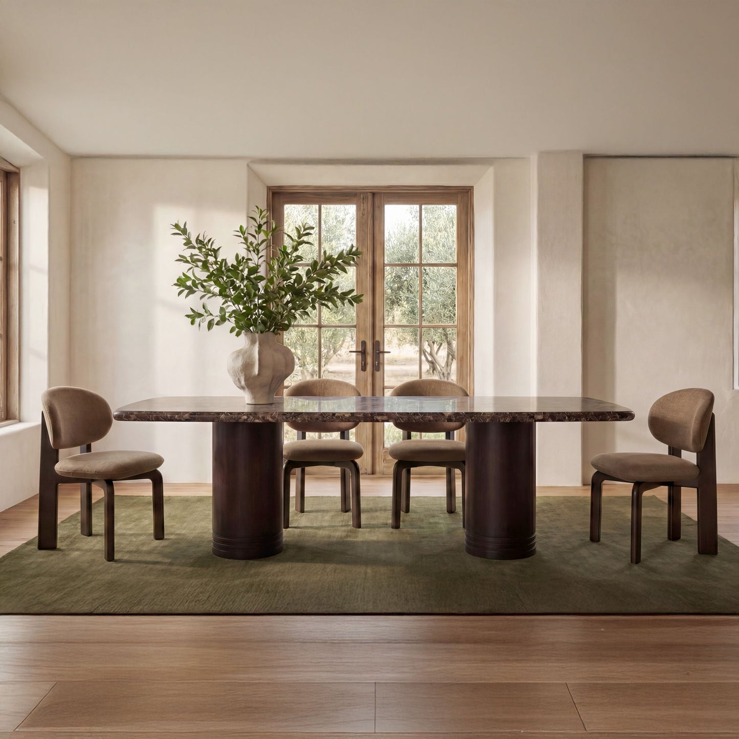 Daphne - Dining Table Large Dark Emperador Marble - Brown