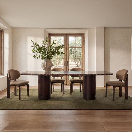 Daphne - Dining Table Large Dark Emperador Marble - Brown