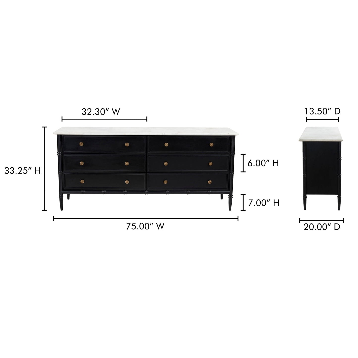 Eleanor - 6 Drawer Dresser - Black