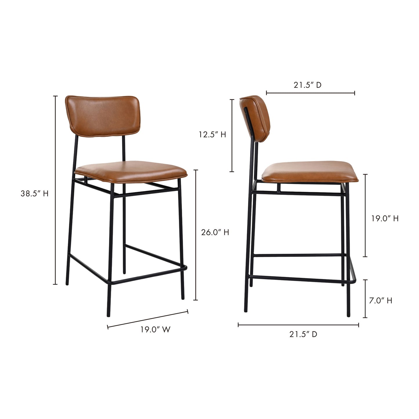 Sailor - Leather Counter Stool - Dark Brown