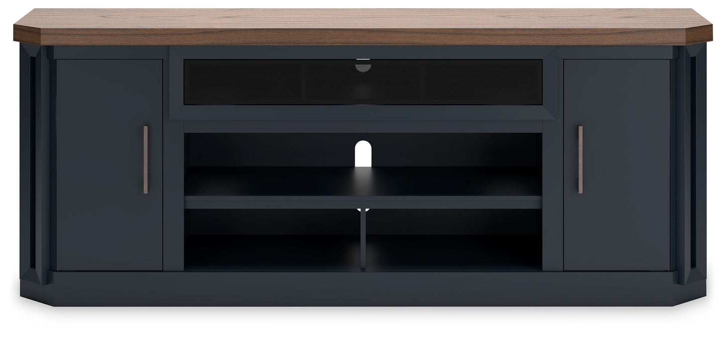 Landocken - Brown / Blue - Xl TV Stand W/Fireplace Option