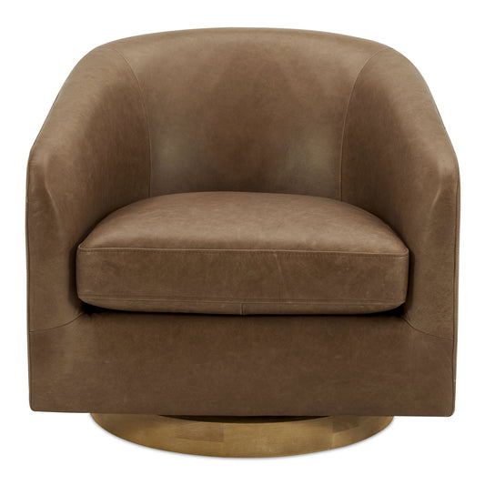 Oscy - Leather Swivel Chair - Brown