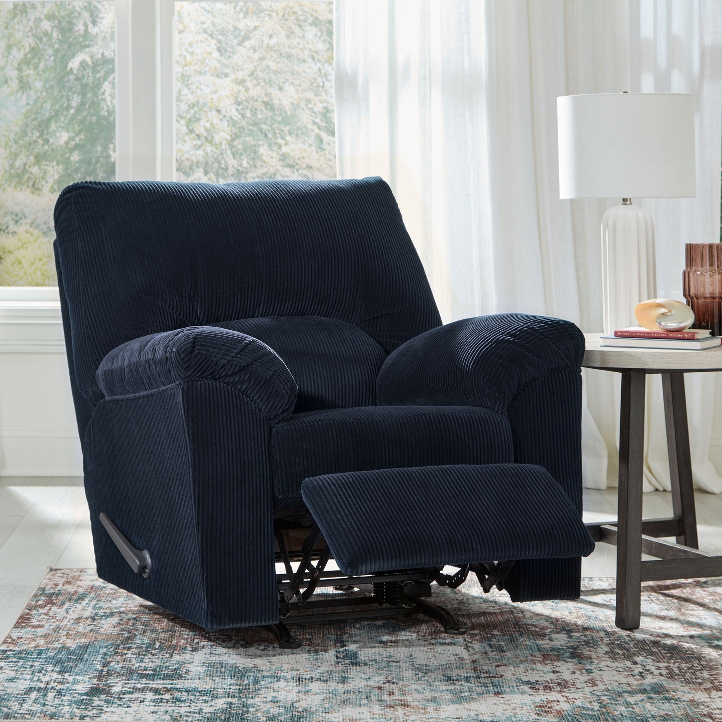 Simplejoy - Navy - Rocker Recliner - Fabric