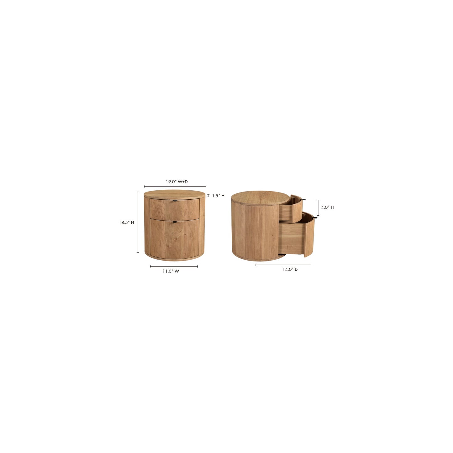 Theo - Two Drawer Nightstand - Light Brown