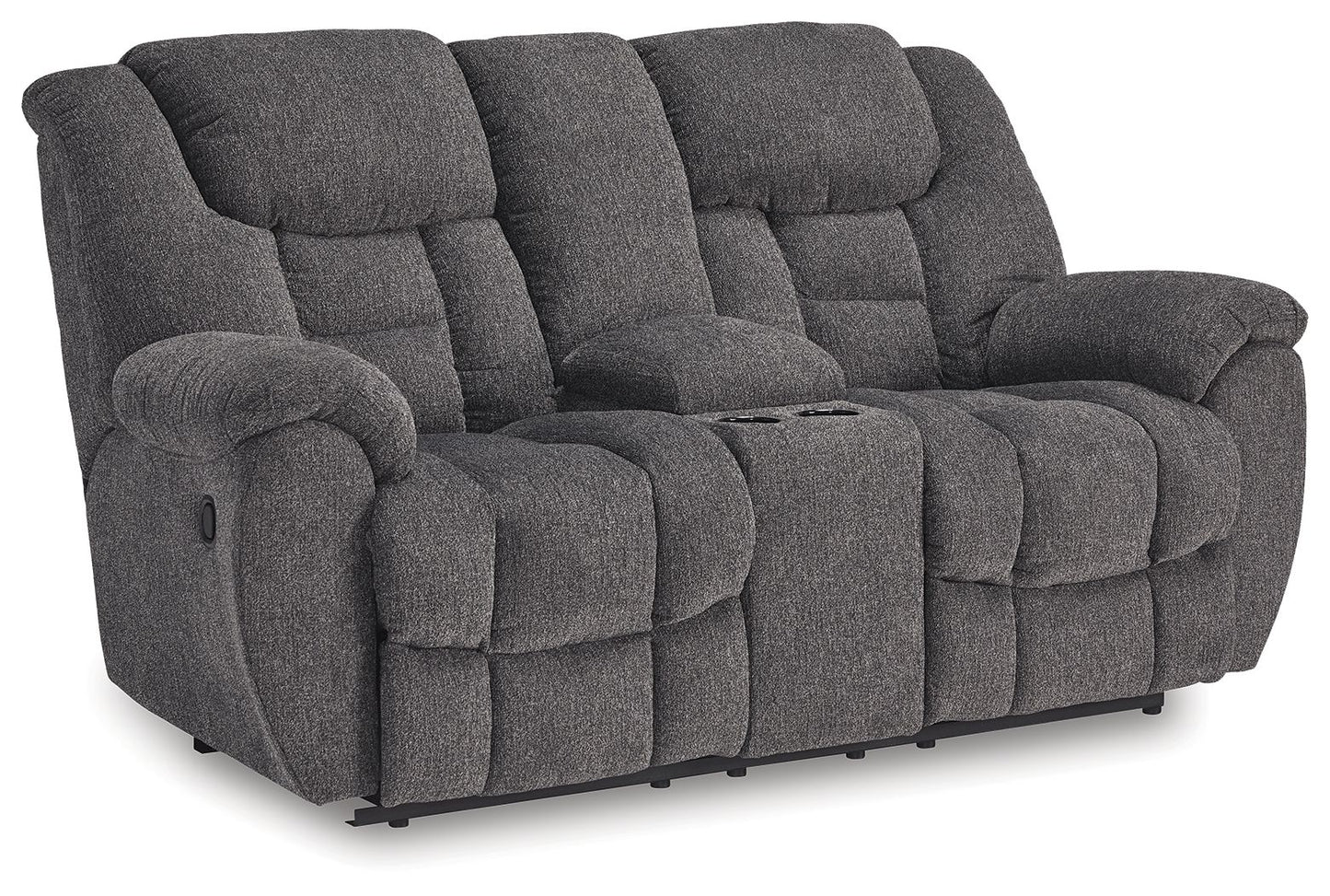 Foreside - Charcoal - Dbl Reclining Loveseat With Console - Fabric