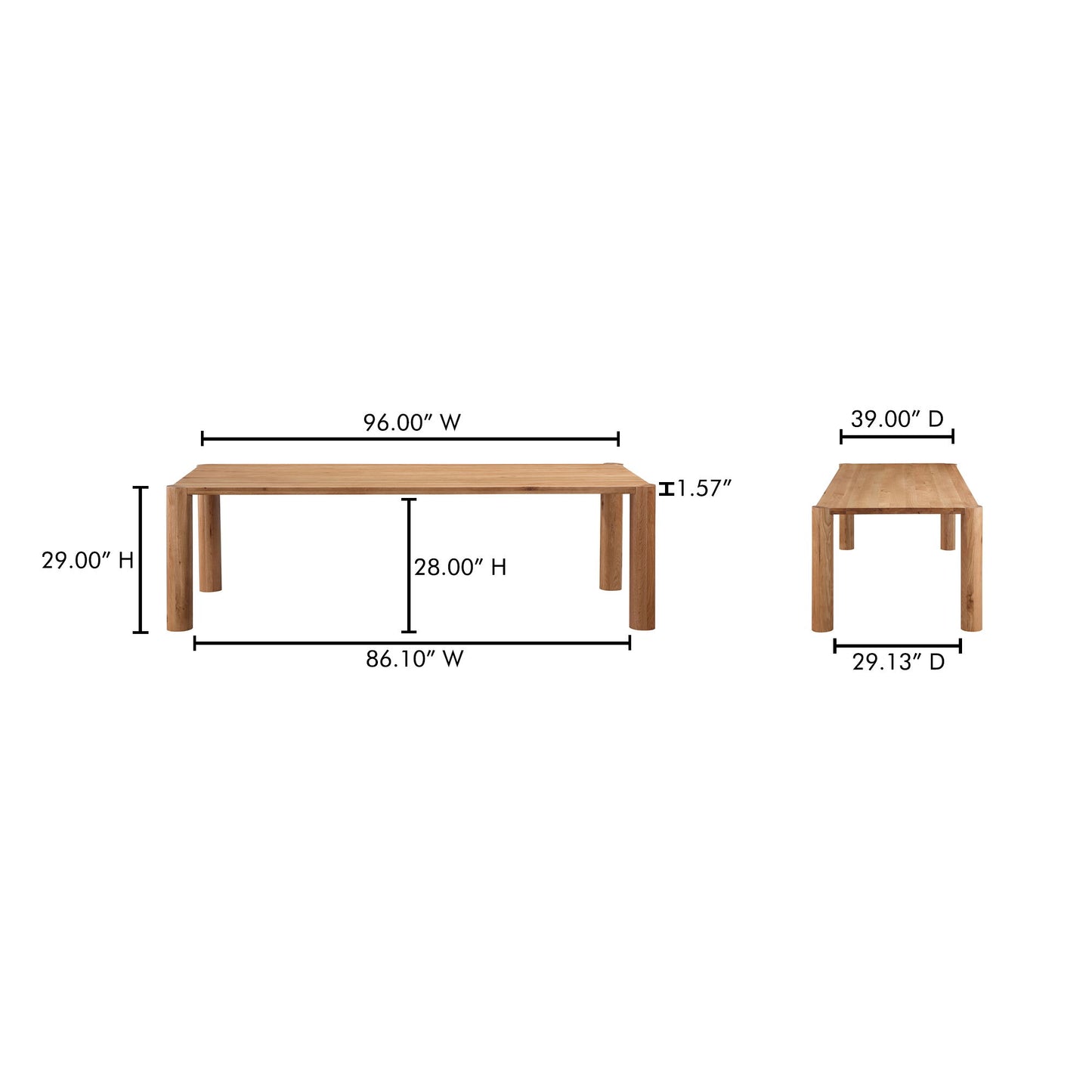 Post - Large Dining Table - Natural