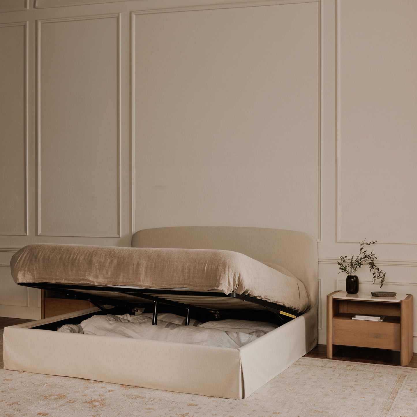 Joan - Queen Storage Bed - Cream