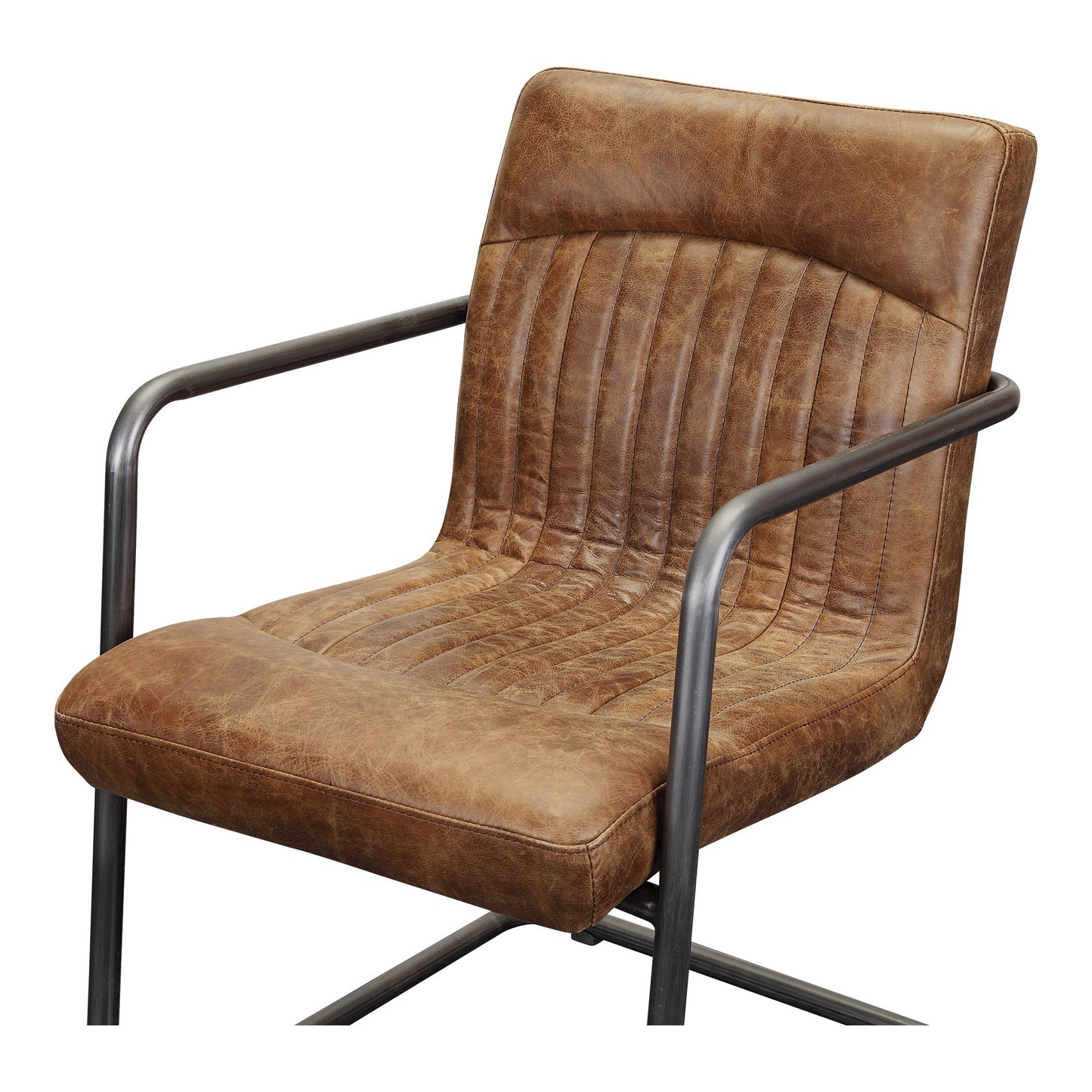Ansel - Leather Arm Chair (Set of 2) - Grazed Brown