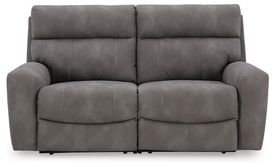 Next-Gen Durapella - 2-Piece Power Reclining Sectional Loveseat - Slate - Faux Leather