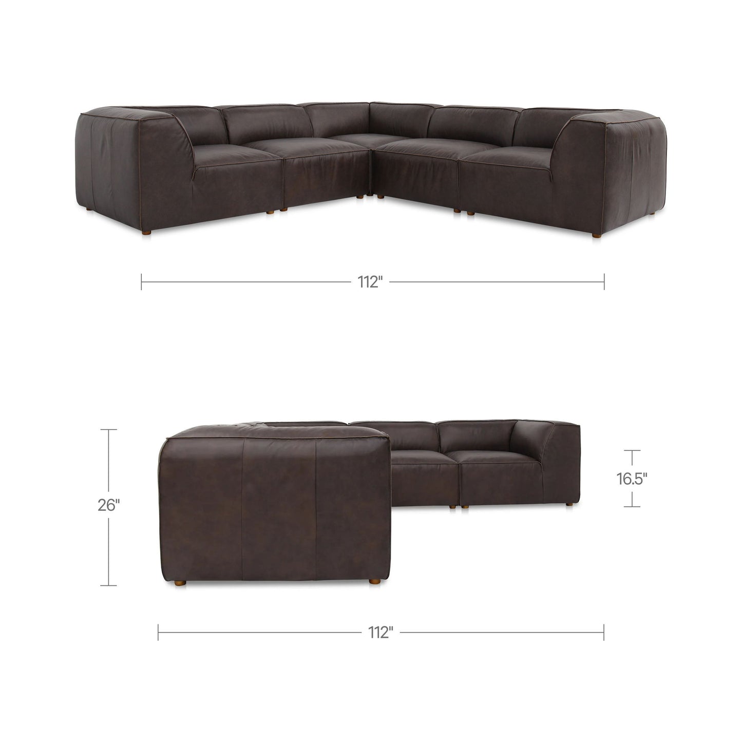 Form - Classic L-Shaped Modular Sectional - Espresso Brown
