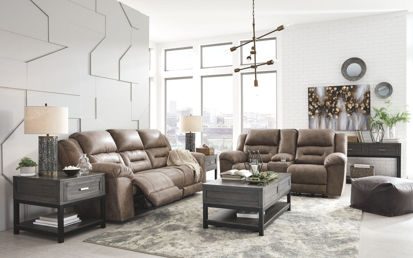 Stoneland - Fossil - Reclining Sofa - Faux Leather