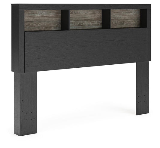 Broachmyn - Lighted Queen Bookcase Headboard - Black / Gray - Wood