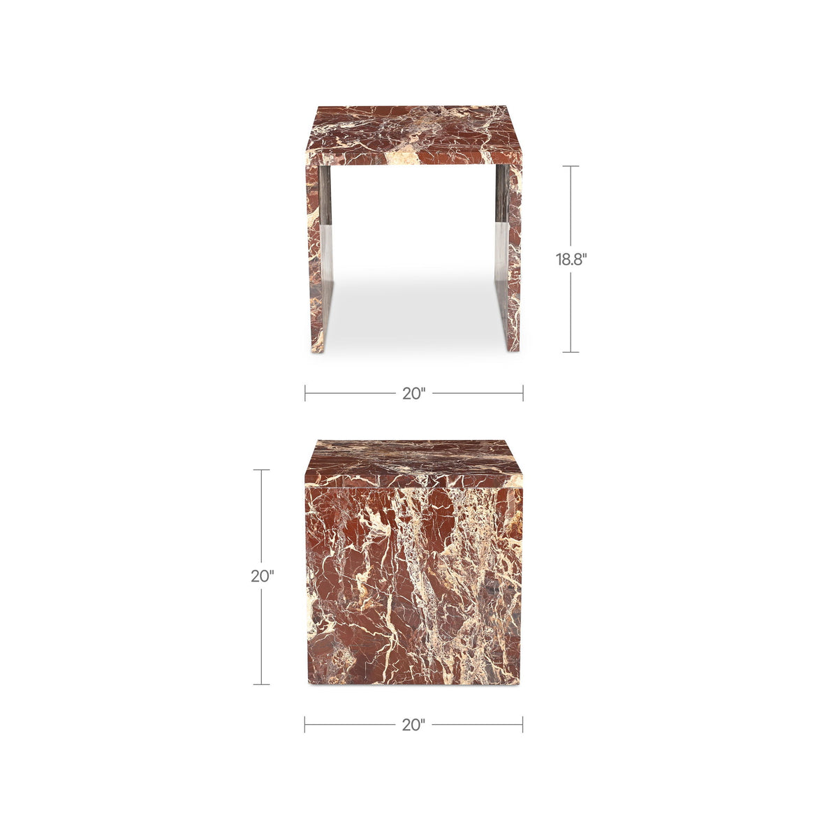 Rosa - Accent Table - Rosso Levanto Marble