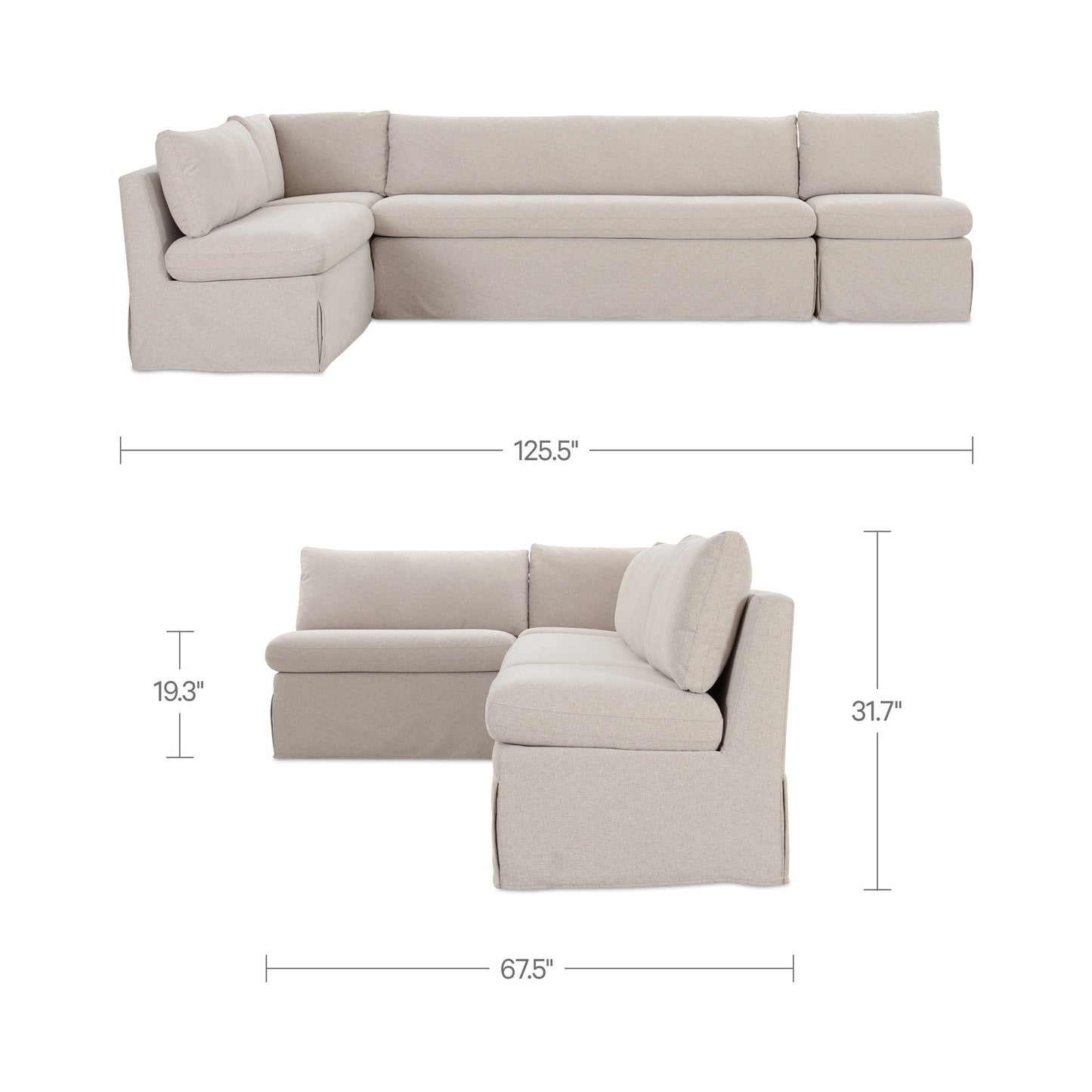 Fable - Slipcover Dining Banquette L-Shape Sectional - Beige