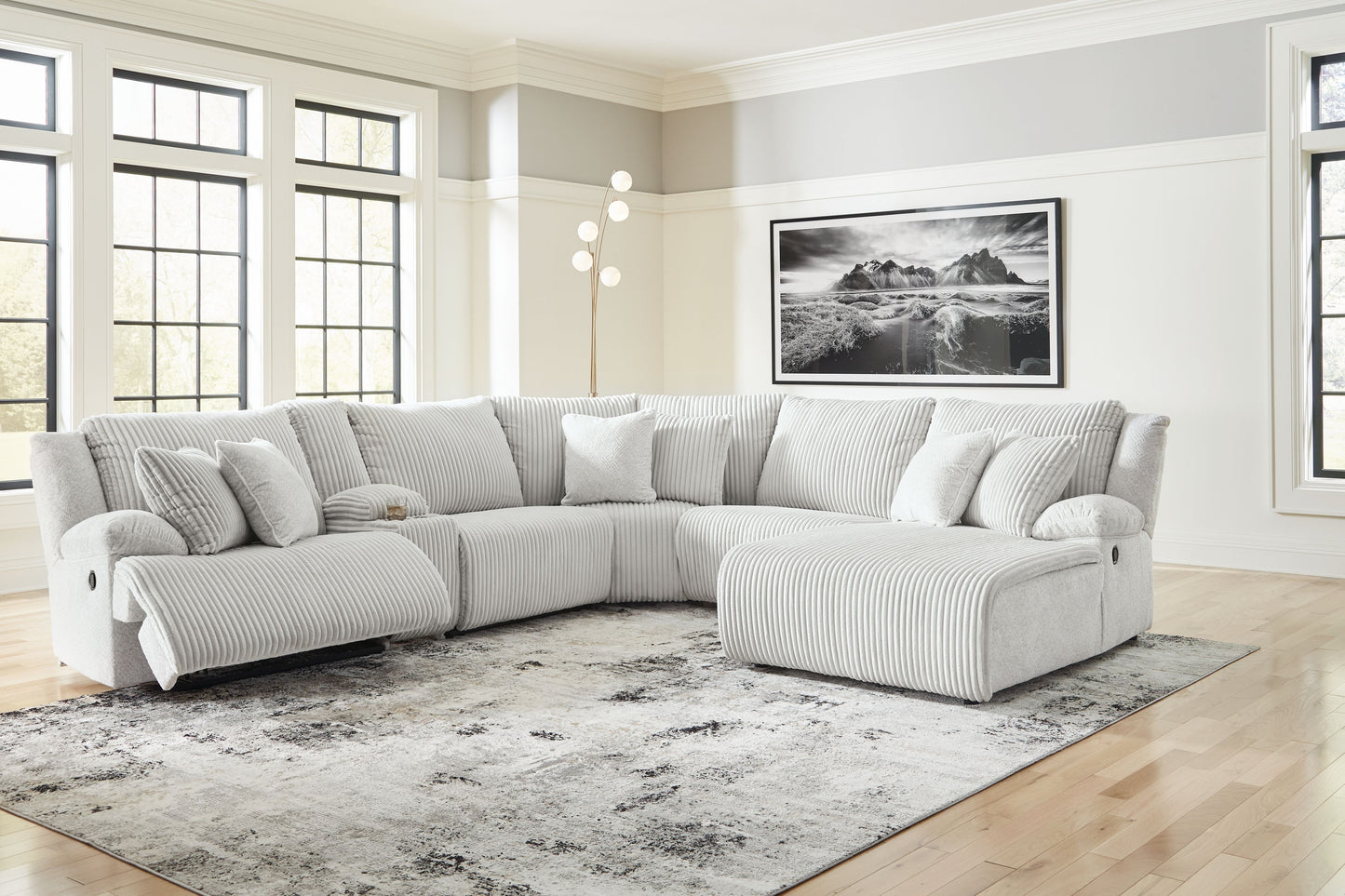 Top Tier - Alloy - 6-Piece Reclining Sectional With Raf Chaise - Fabric