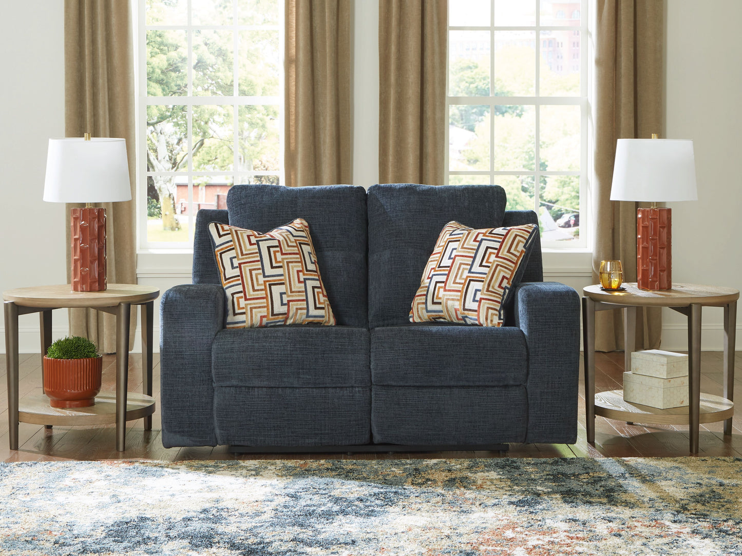 Danum - Ink - Reclining Loveseat - Fabric