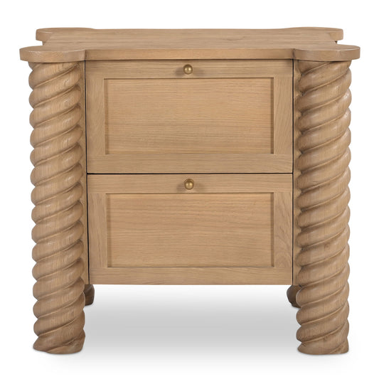 Treccia - 2 Drawer Nightstand - Oak