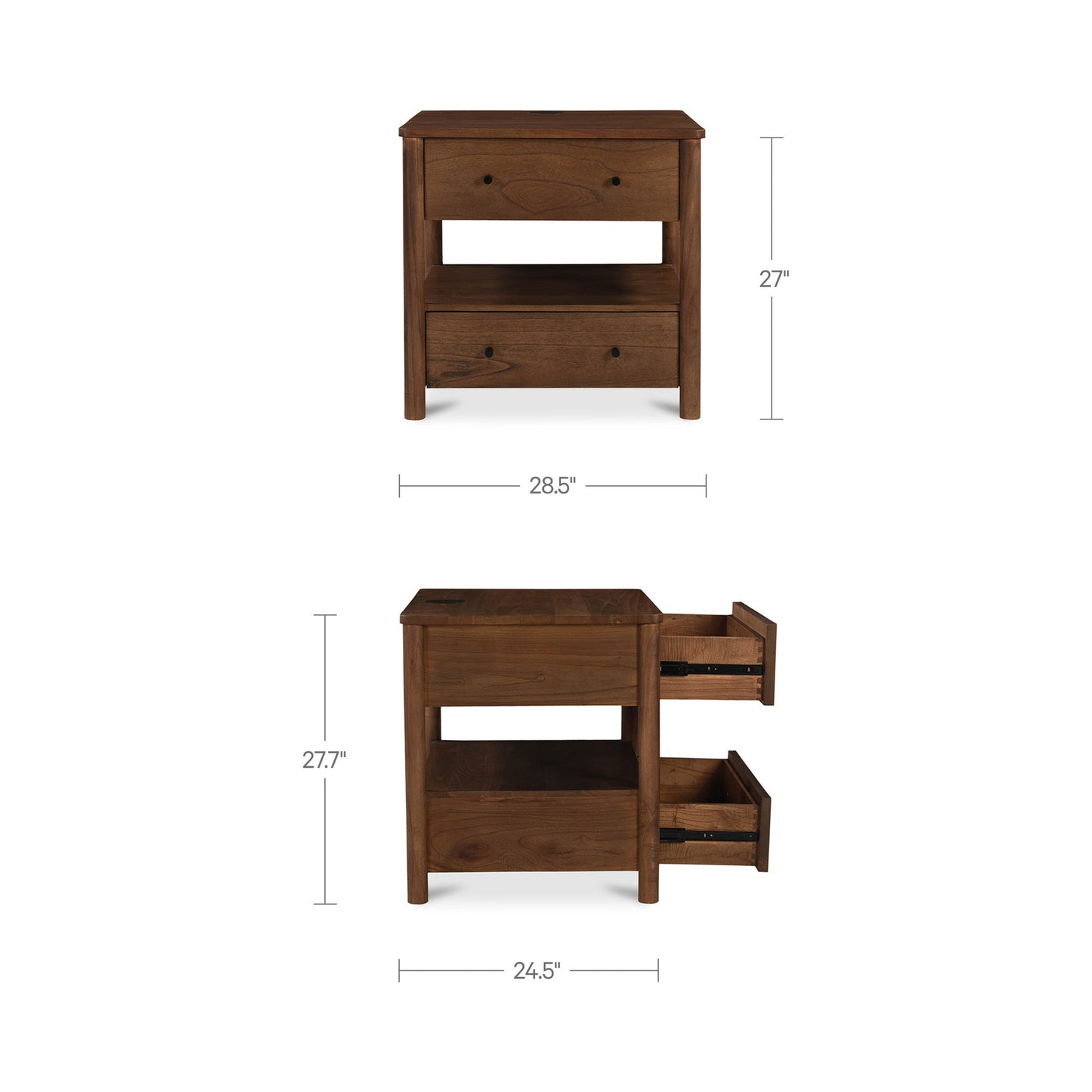 Lottie - Charging Nightstand - Brown