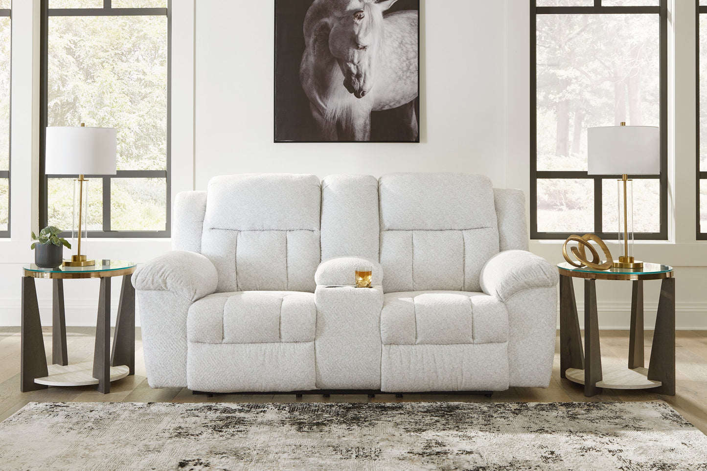 Frohn - Snow - Dbl Reclining Loveseat With Console - Fabric