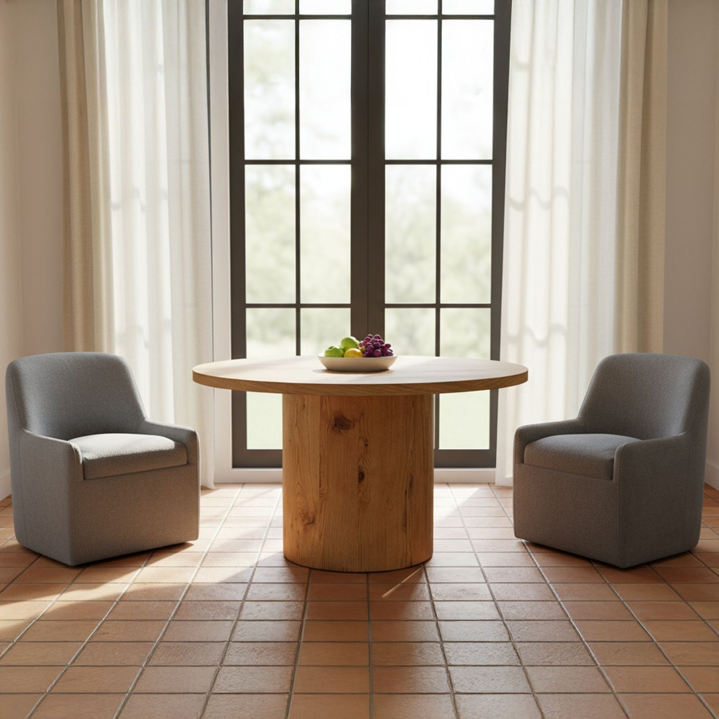 Maisie - Fabric Rolling Dining Chair - Slate Blue