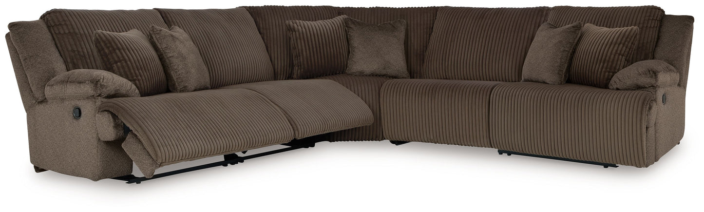 Top Tier - Chocolate - 5-Piece Reclining Sectional - Fabric